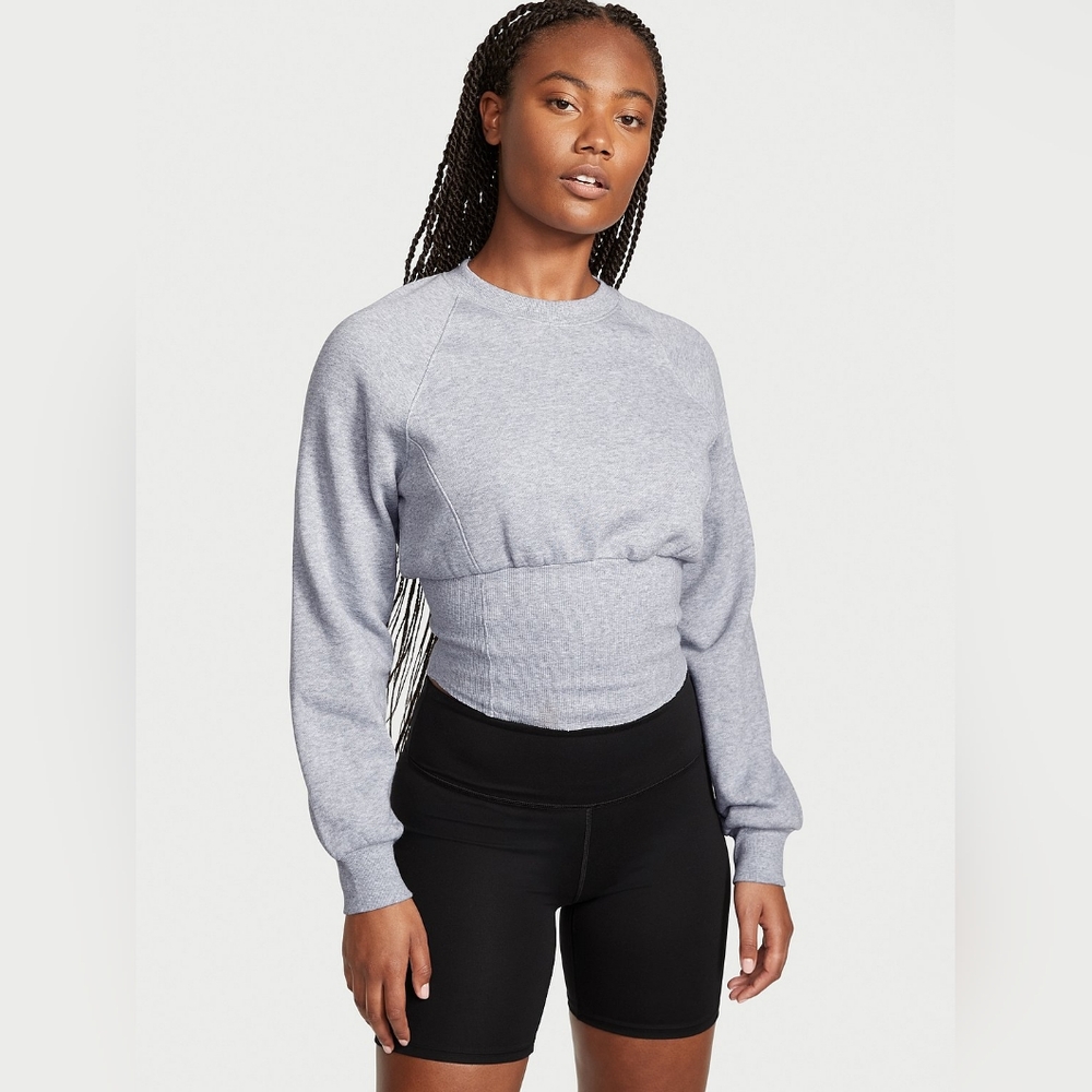 Victoria's Secret 11215272 Women’s Cotton Fleece Corset Crewneck Small Grey